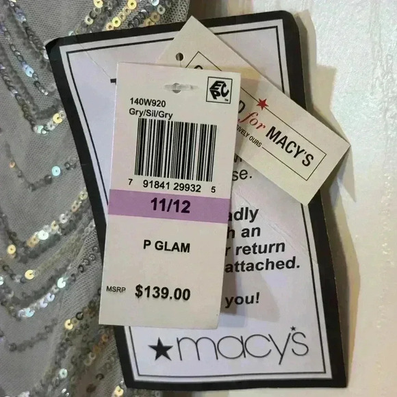 B Darlin Juniors Silver Sequined Bungee-Strap Gown Dress size 11/12 NWT - Picture 5 of 7